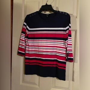 Link Women's Navy and Red Striped Blouse